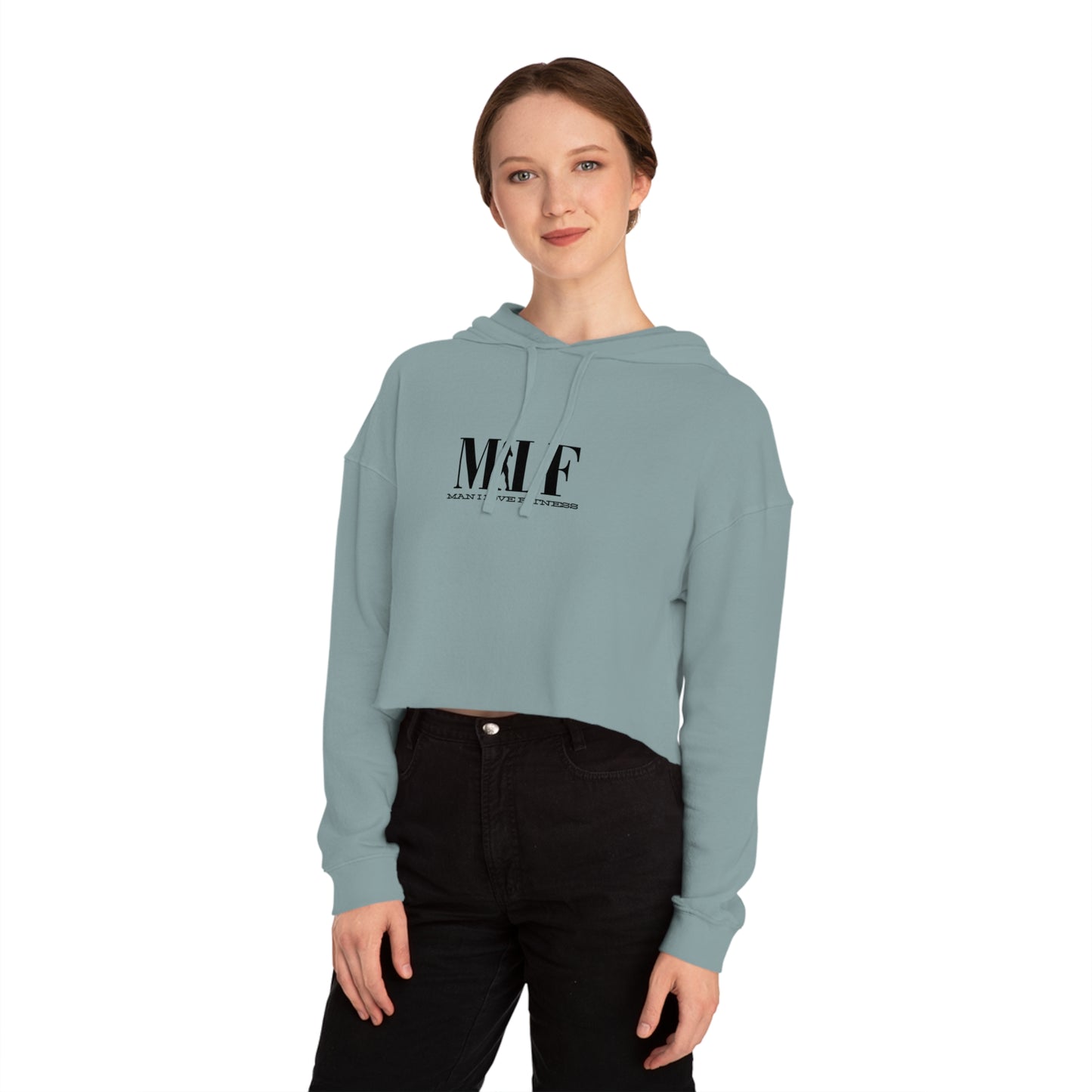 MILF Mama I Love Fitness Women’s Cropped Hooded Sweatshirt