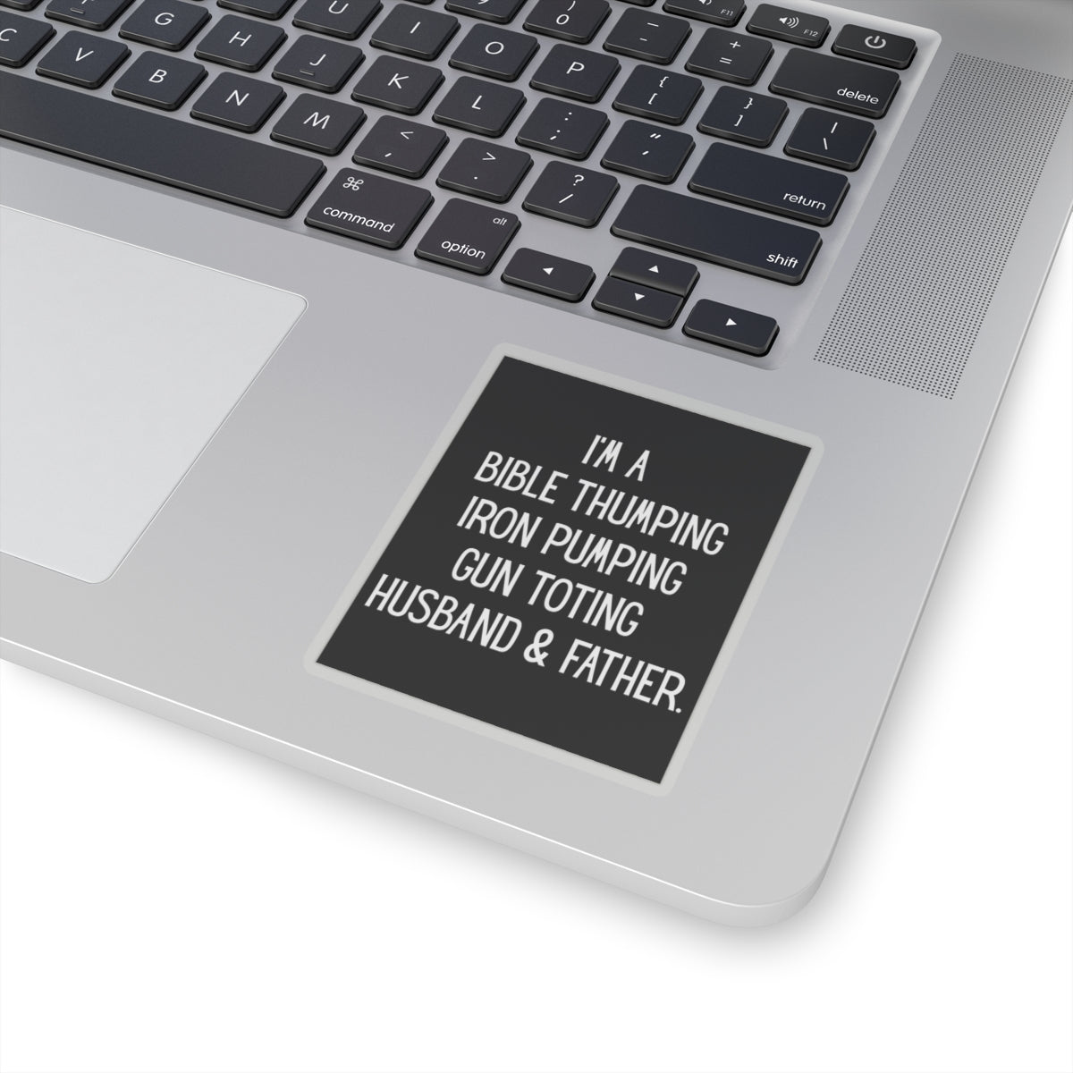 Bible Thumping, Iron Pumping, Gun Toting Husband & Father sticker