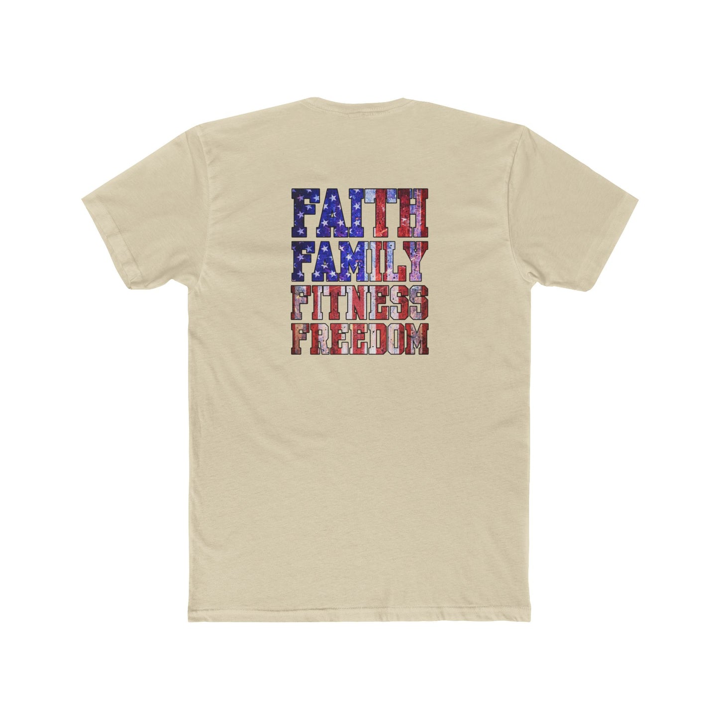 Faith Family Fitness Freedom T‑Shirt — Patriotic USA Flag Text Tee