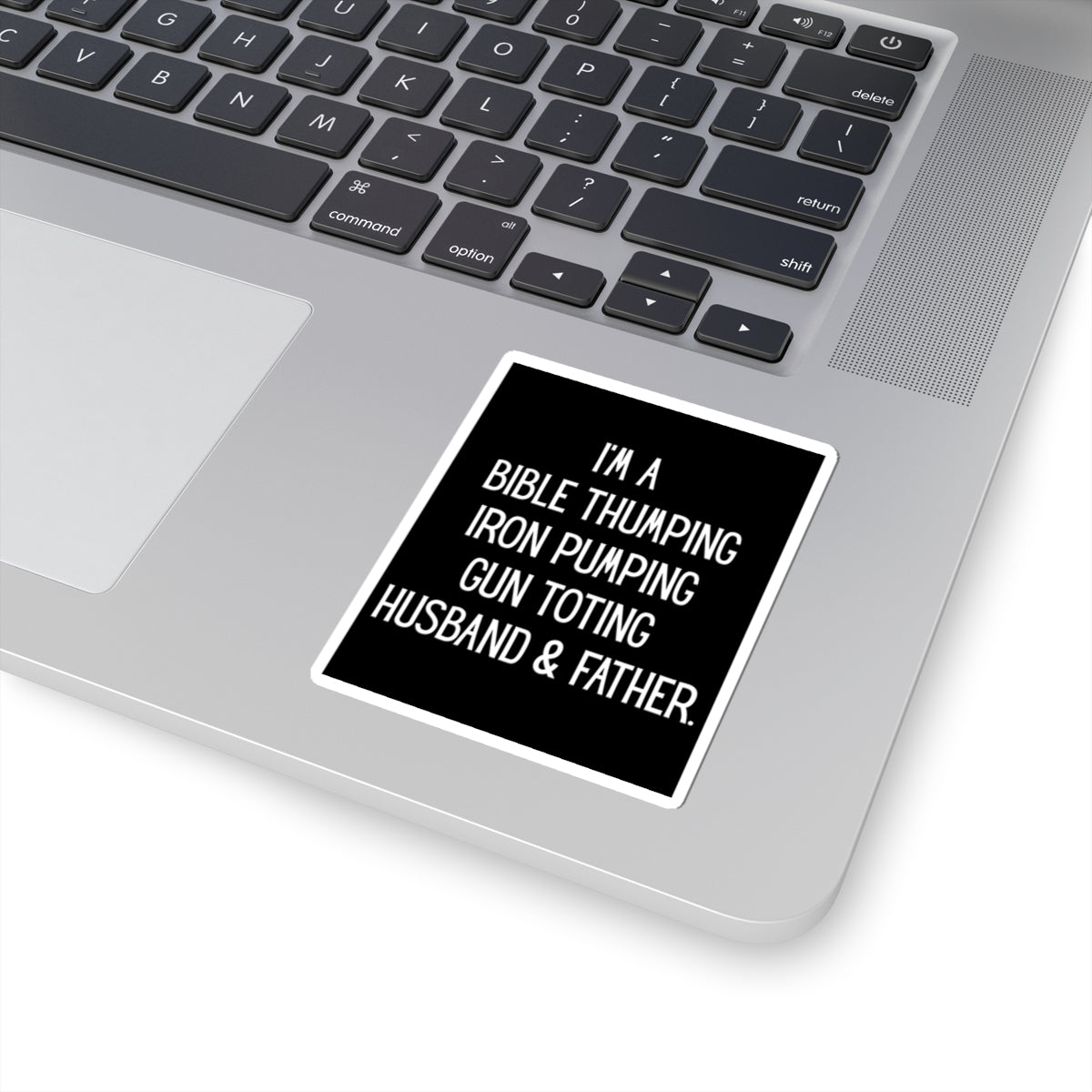 Bible Thumping, Iron Pumping, Gun Toting Husband & Father sticker