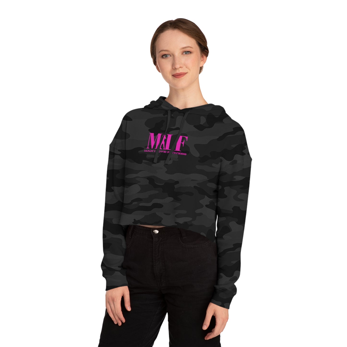 MILF Mama I Love Fitness Women’s Cropped Hooded Sweatshirt
